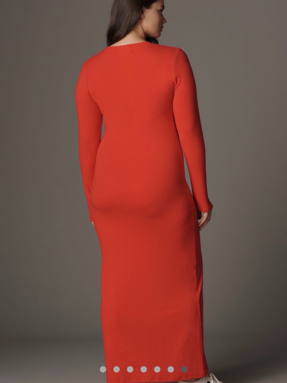 Anthropologie Daily Practice Long-Sleeve Ribbed Maxi Dress- Bright Red - Picture 7 of 11